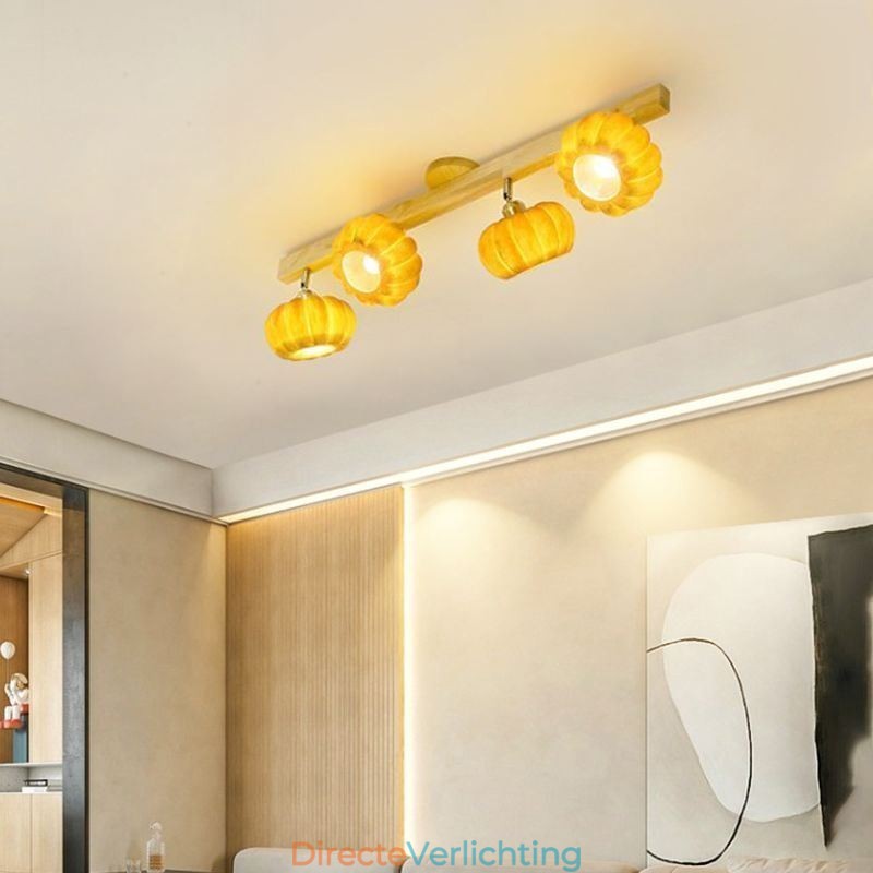 Dubbele kleine pompoen plafondlamp in Japanse retro-stijl