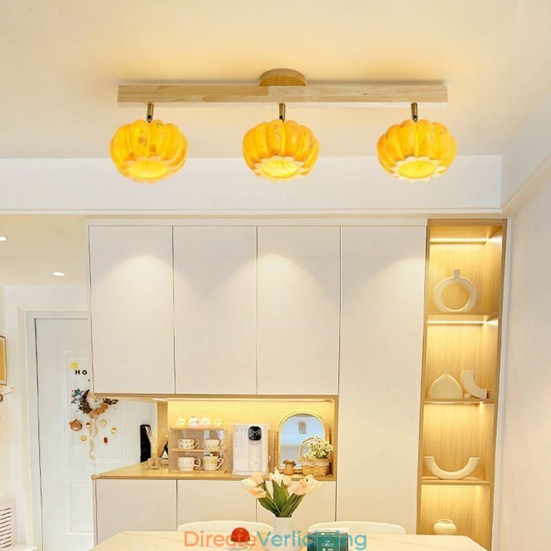 Dubbele kleine pompoen plafondlamp in Japanse retro-stijl