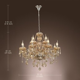 Kroonluchter Kristal Luxe Modern 2 Lagen Woonkamer 12 Lampen