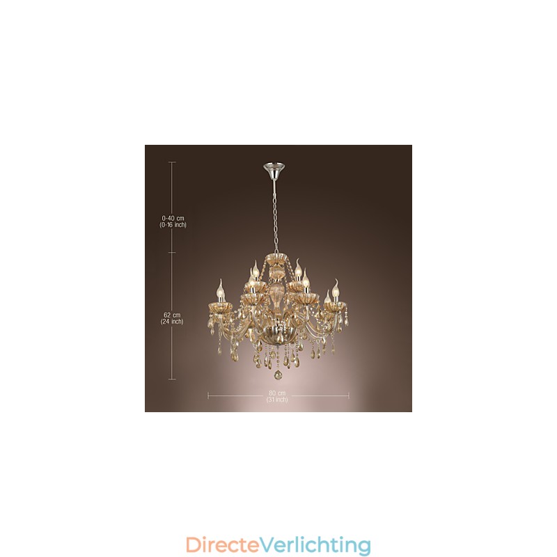 Kroonluchter Kristal Luxe Modern 2 Lagen Woonkamer 12 Lampen