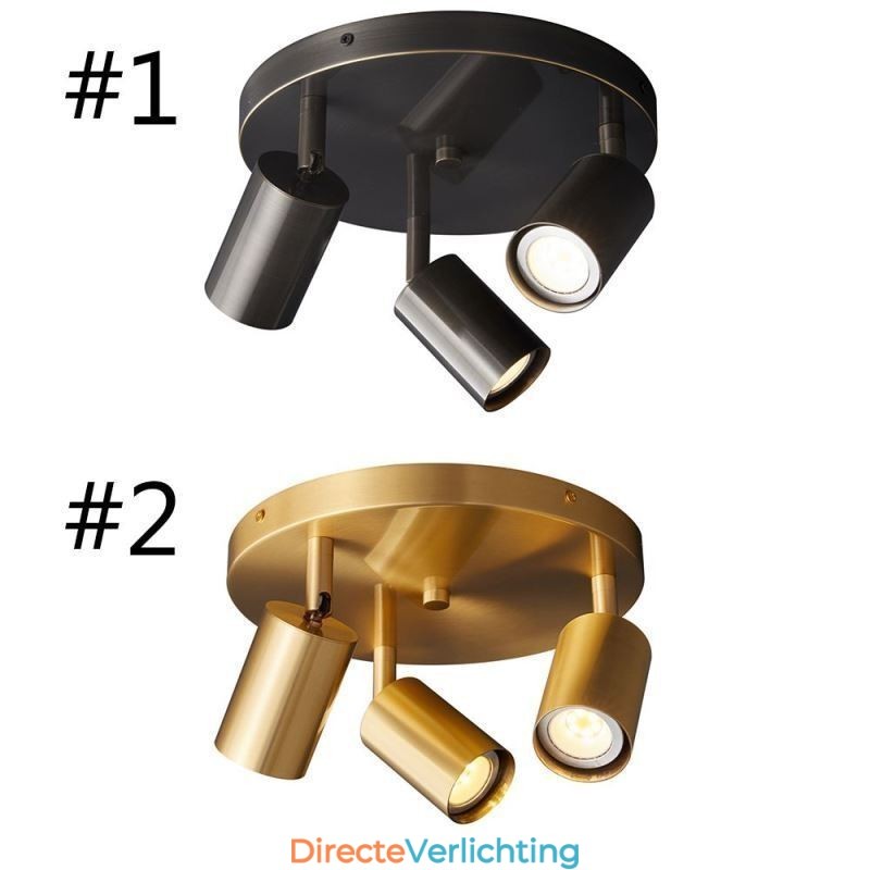 Moderne inbouw gouden zwarte inbouw met 3 lampen koperen kunstverlichting voor thuis