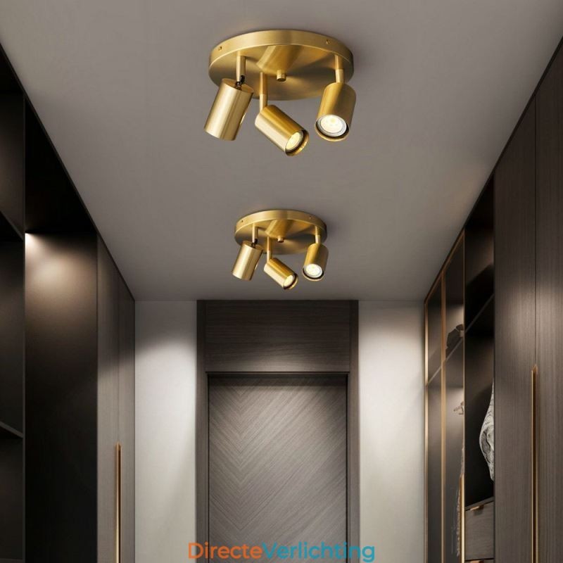 Moderne inbouw gouden zwarte inbouw met 3 lampen koperen kunstverlichting voor thuis