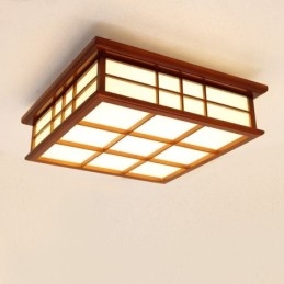Retro stijl plafondlamp houten inbouw