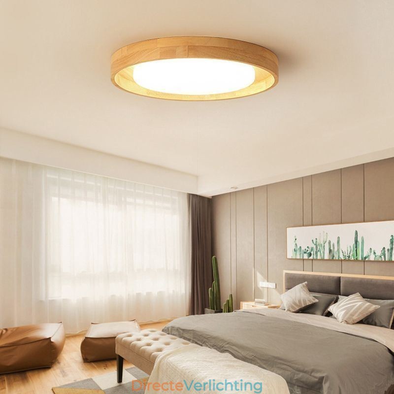 Moderne plafondlamp Houten acryl ronde plafondlamp