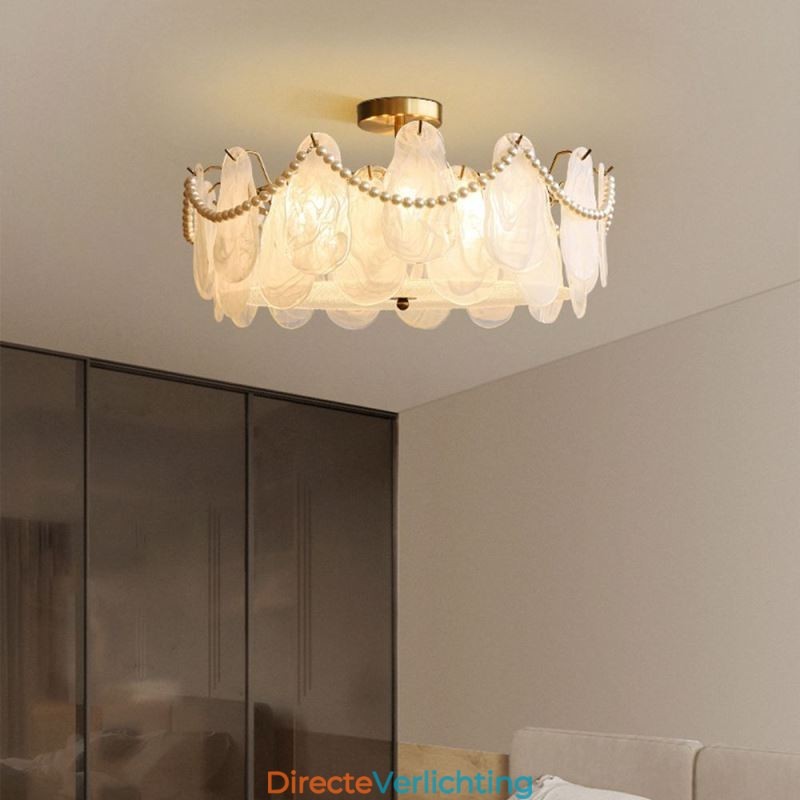 Europese ijzeren plafondlamp Elegante glazen plafondlamp