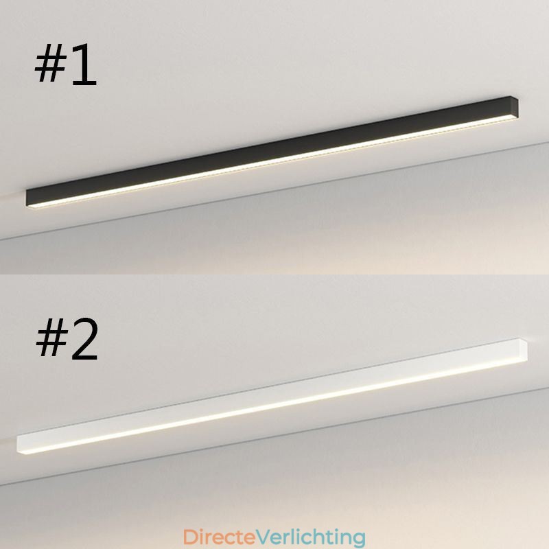 Moderne plafondlamp, lange strip, opbouw plafondlamp