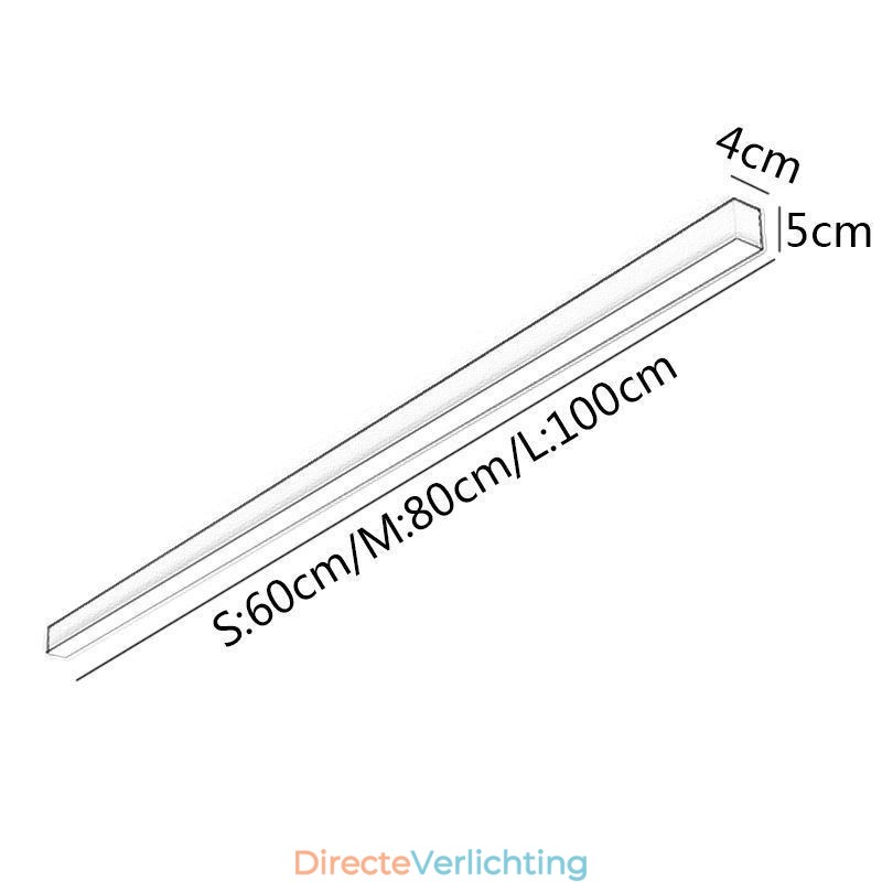 Moderne plafondlamp, lange strip, opbouw plafondlamp