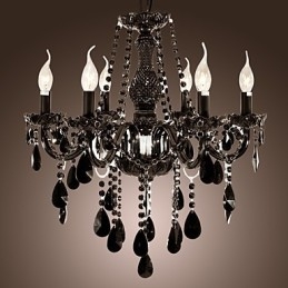 Kroonluchter Zwart Kristal Modern 6 Lampen