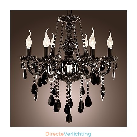 Kroonluchter Zwart Kristal Modern 6 Lampen Kroonluchter Zwart Kristal Modern 6 Lampen