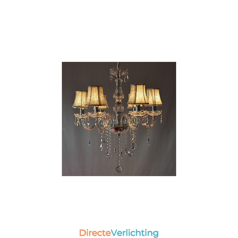Moderne luxe kroonluchter met 6 lampen in kristaldecoratie