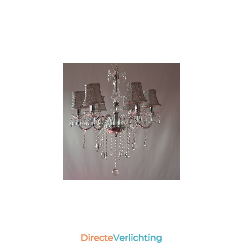 Moderne luxe kroonluchter met 6 lampen in kristaldecoratie