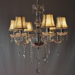 Moderne luxe kroonluchter met 6 lampen in kristaldecoratie