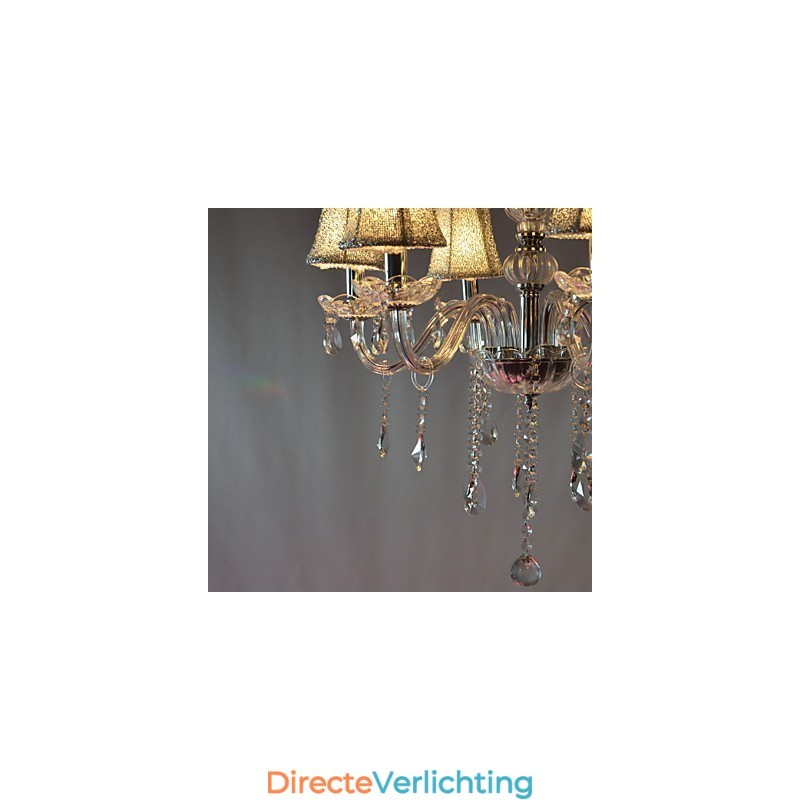 Moderne luxe kroonluchter met 6 lampen in kristaldecoratie