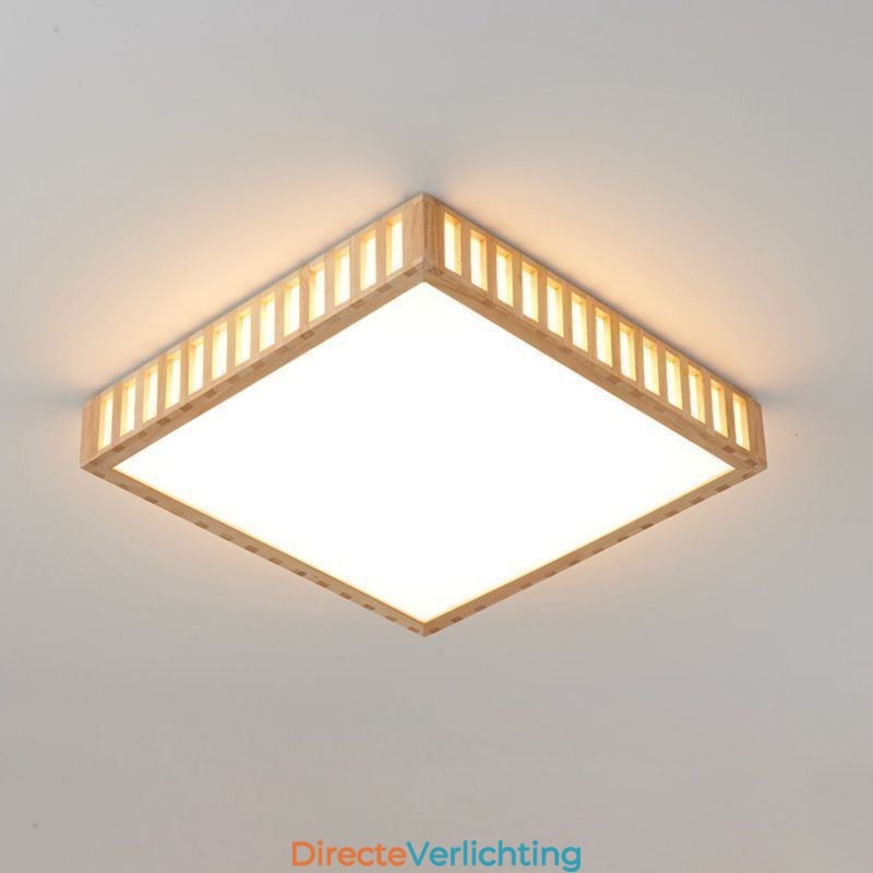 Japanse plafondlamp vierkante houten plafondlamp