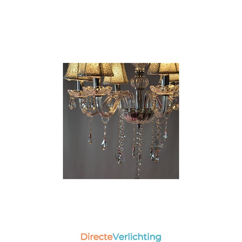 Moderne luxe kroonluchter met 6 lampen in kristaldecoratie