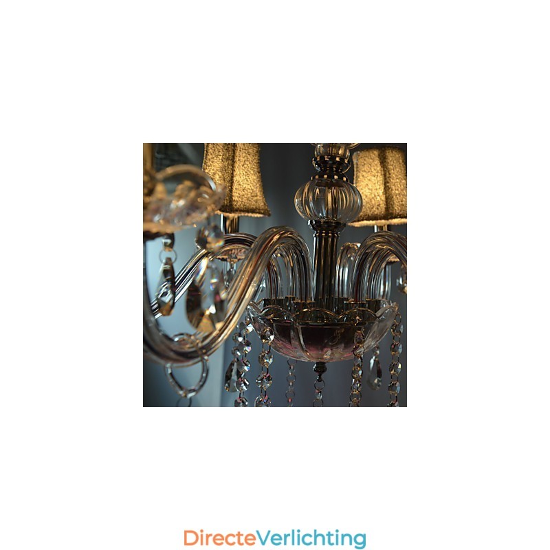 Moderne luxe kroonluchter met 6 lampen in kristaldecoratie