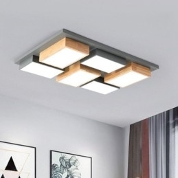 Moderne acryl plafondlamp Geometrische houten plafondlamp