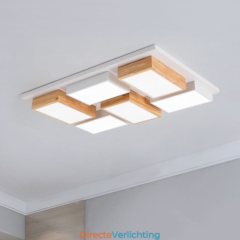 Moderne acryl plafondlamp Geometrische houten plafondlamp