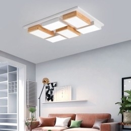 Moderne acryl plafondlamp Geometrische houten plafondlamp