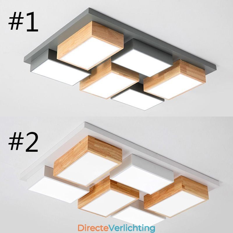 Moderne acryl plafondlamp Geometrische houten plafondlamp