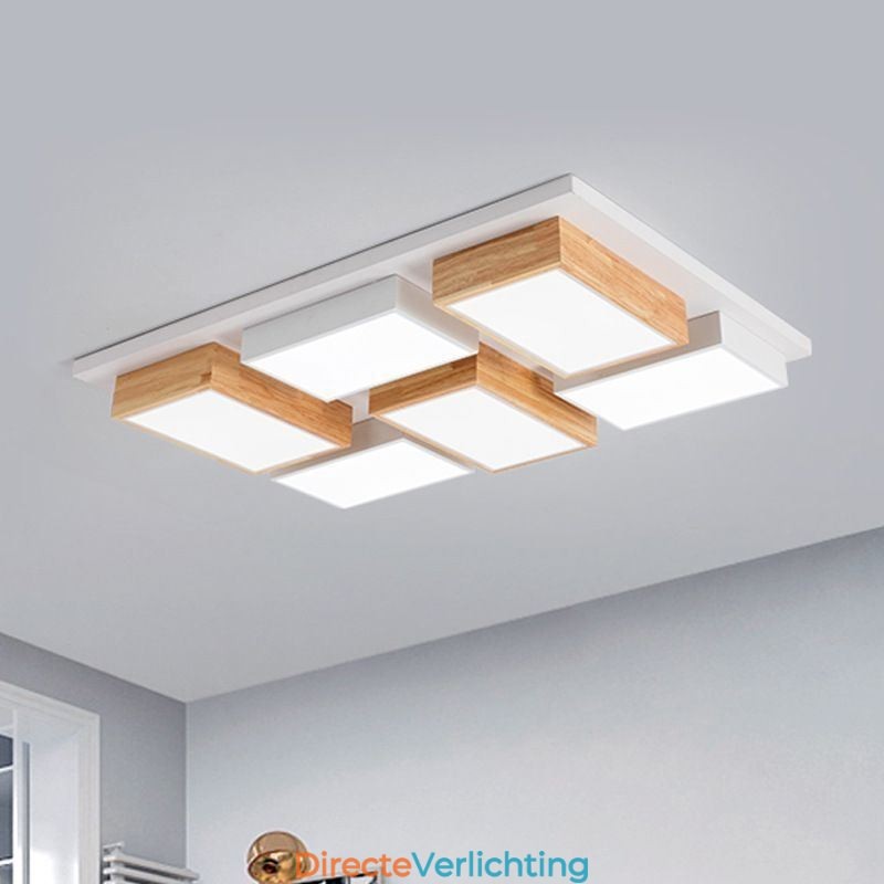 Moderne acryl plafondlamp Geometrische houten plafondlamp