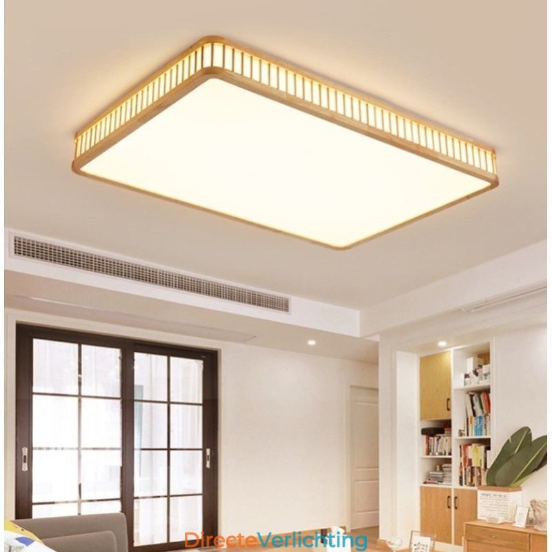 Japanse acryl plafondlamp Rechthoekige rubberhouten plafondlamp