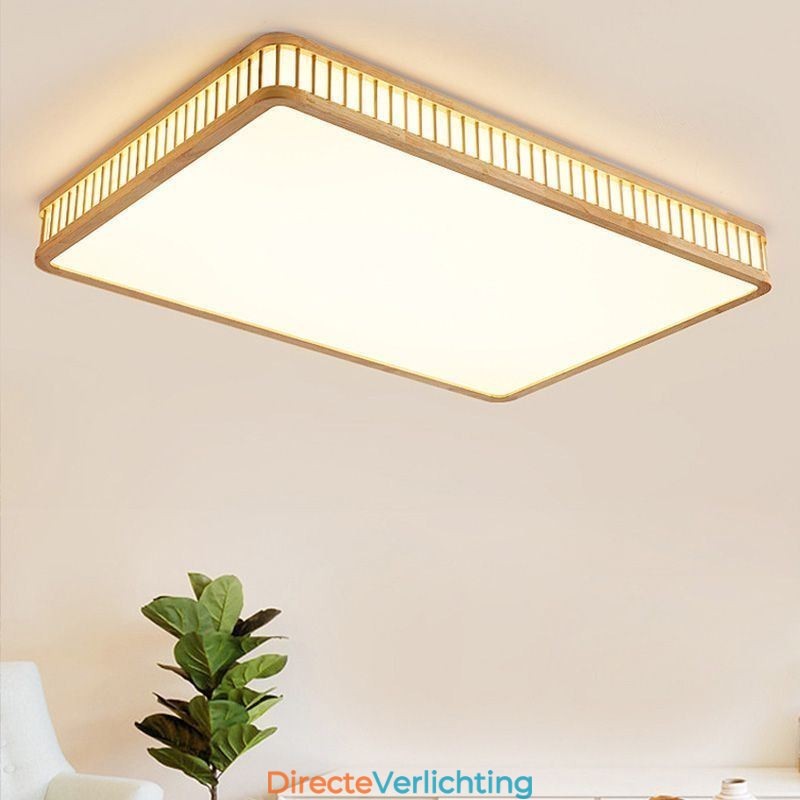 Japanse acryl plafondlamp Rechthoekige rubberhouten plafondlamp