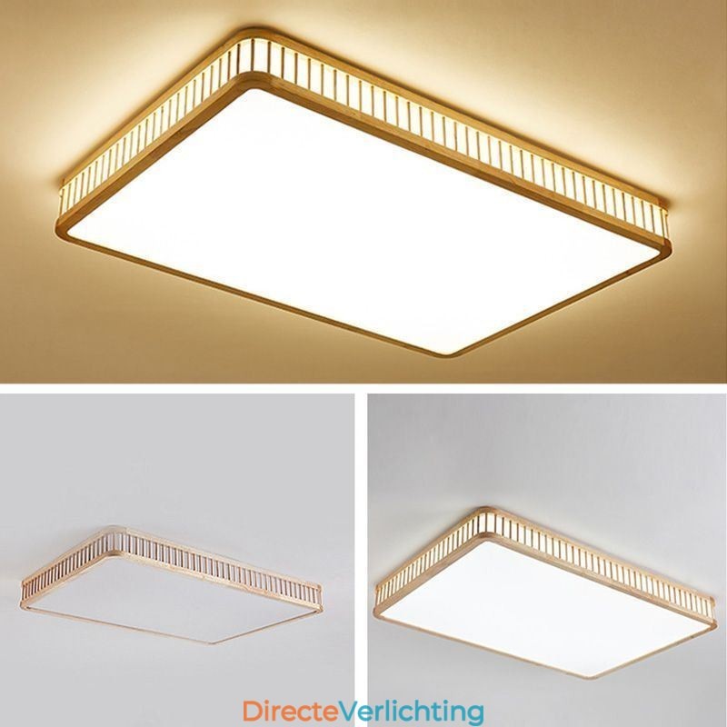 Japanse acryl plafondlamp Rechthoekige rubberhouten plafondlamp