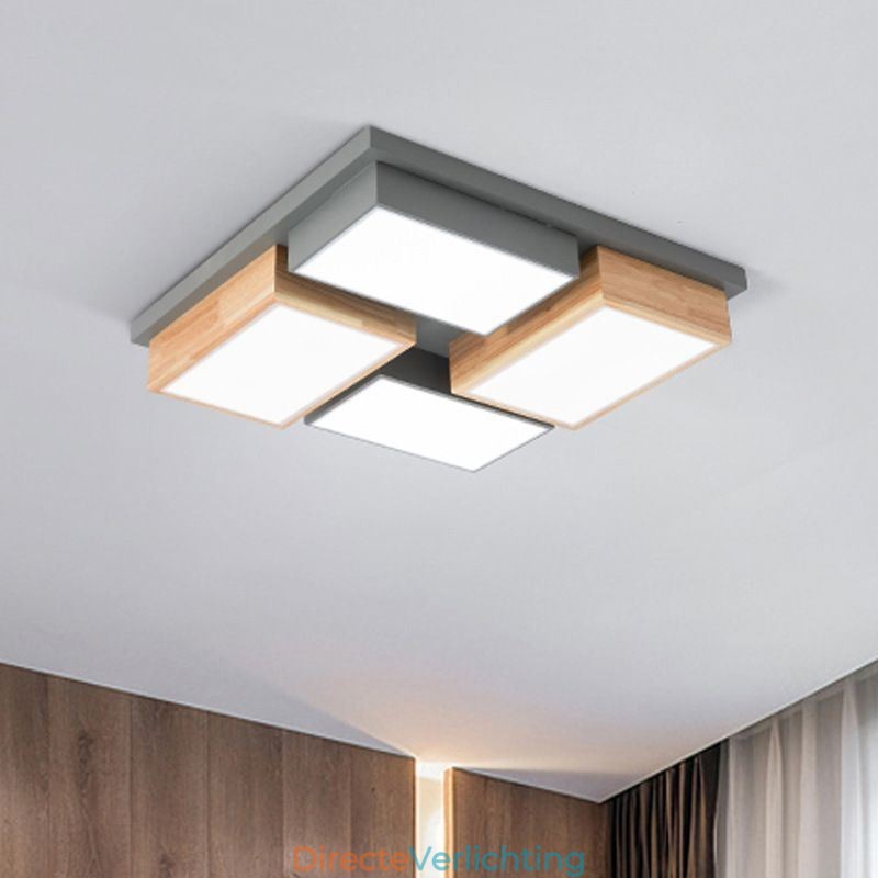 Moderne plafondlamp Geometrische houten plafondlamp