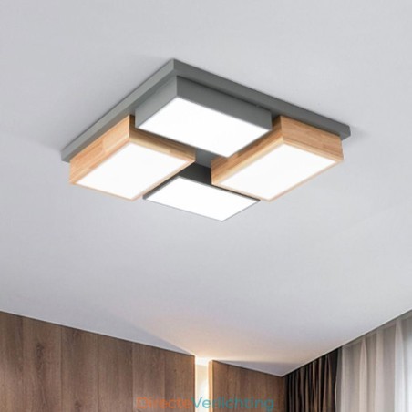 Moderne plafondlamp Geometrische houten plafondlamp Moderne plafondlamp Geometrische houten plafondlamp