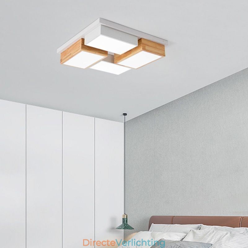 Moderne plafondlamp Geometrische houten plafondlamp