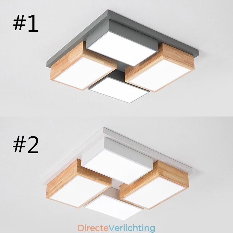 Moderne plafondlamp Geometrische houten plafondlamp