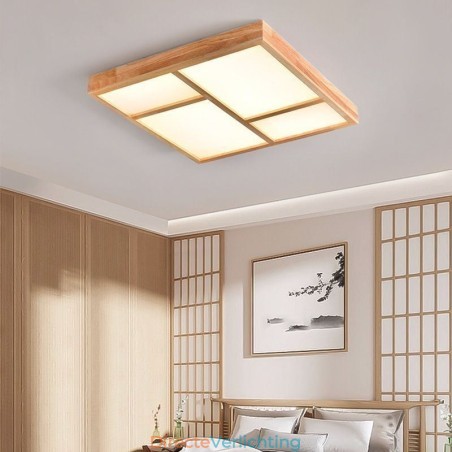 Japanse acryl plafondlamp Geometrische houten plafondlamp Japanse acryl plafondlamp Geometrische houten plafondlamp