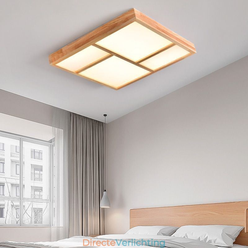 Japanse acryl plafondlamp Geometrische houten plafondlamp