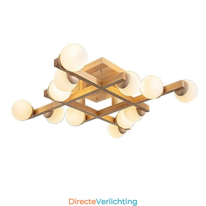 Japanse houten plafondlamp Magic Bean Moleculaire plafondlamp