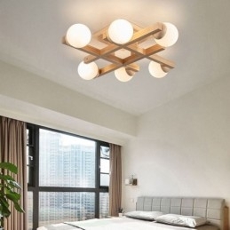 Japanse houten plafondlamp Magic Bean Moleculaire plafondlamp