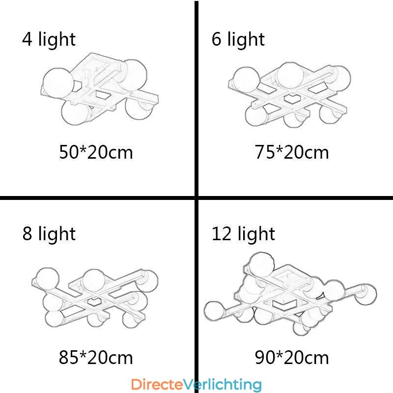 Japanse houten plafondlamp Magic Bean Moleculaire plafondlamp