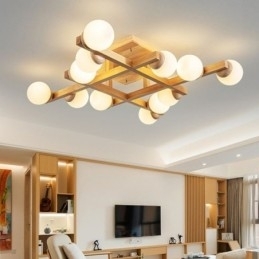Japanse houten plafondlamp Magic Bean Moleculaire plafondlamp