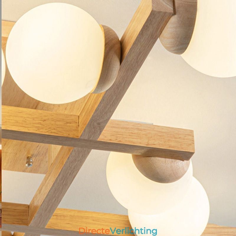 Japanse houten plafondlamp Magic Bean Moleculaire plafondlamp
