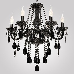 Kroonluchter Zwart Kristal Modern 6 Lampen