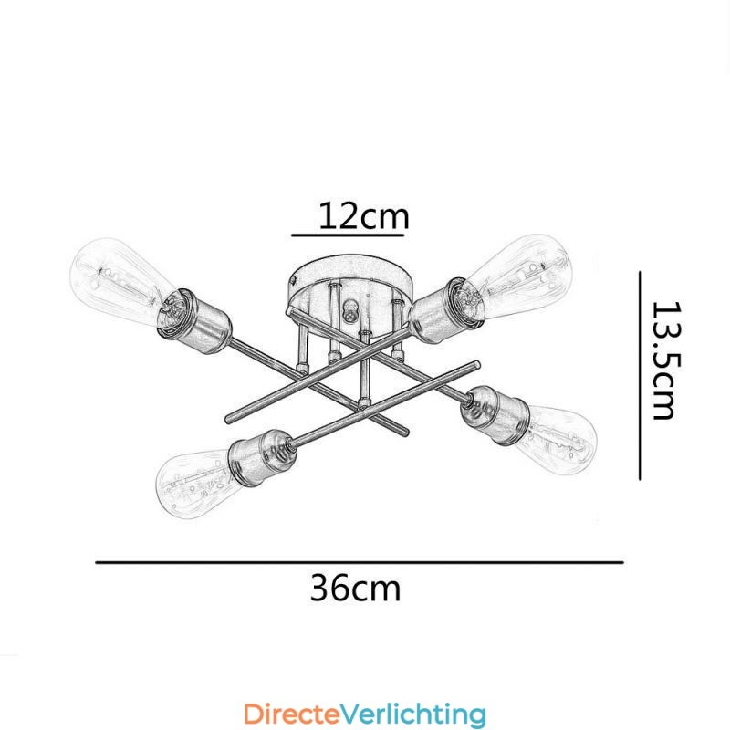 Plafondlamp met 4 fittingen voor inbouw