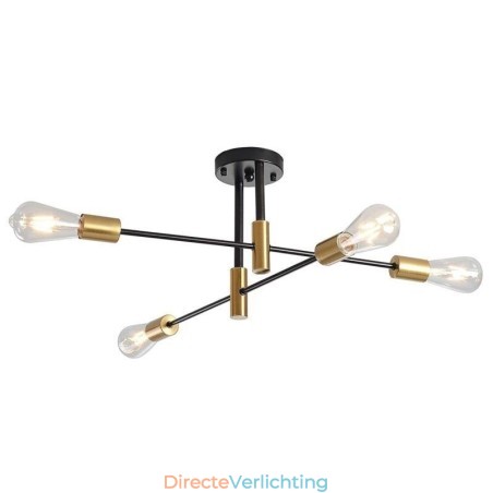 4-lichts zwarte Sputnik kroonluchter Mid Century semi-flush mount plafondlamp 4-lichts zwarte Sputnik kroonluchter Mid Century semi-flush mount plafondlamp