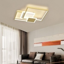 Moderne gouden plafondlamp met geometrische montage, 2 lagen