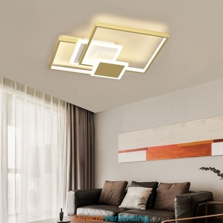 Moderne gouden plafondlamp met geometrische montage, 2 lagen Moderne gouden plafondlamp met geometrische montage, 2 lagen