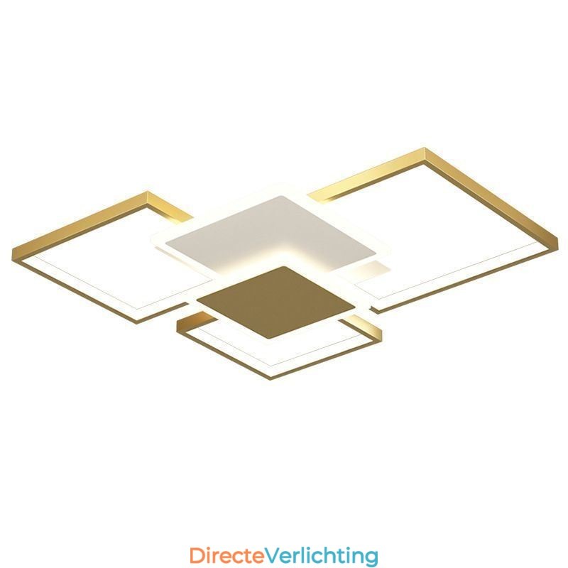 Moderne gouden plafondlamp met geometrische montage, 2 lagen