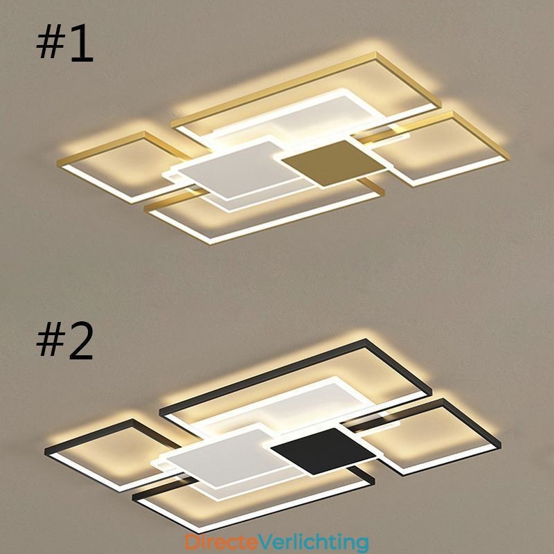 Moderne gouden plafondlamp met geometrische montage, 2 lagen