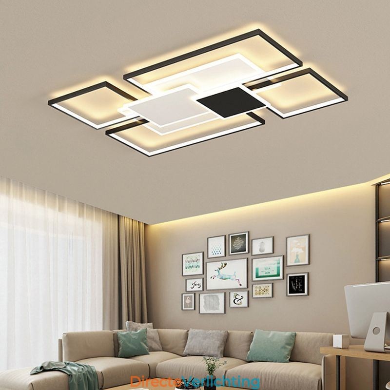 Moderne gouden plafondlamp met geometrische montage, 2 lagen