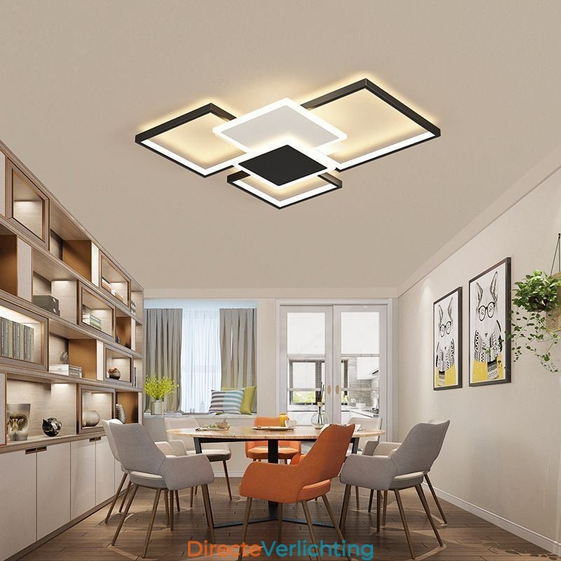 Moderne gouden plafondlamp met geometrische montage, 2 lagen