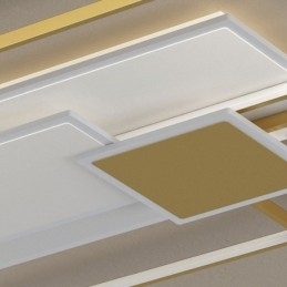 Moderne gouden plafondlamp met geometrische montage, 2 lagen