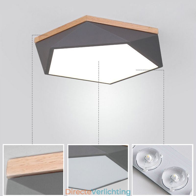 Moderne plafondlamp met diamantvormig design, dimbaar, inbouw plafondlamp armatuur